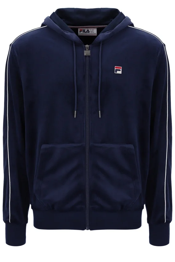 Fila Italo Velours-Hoodie in Marineblau