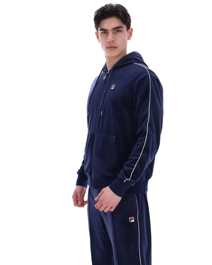 Fila Italo Velours-Hoodie in Marineblau