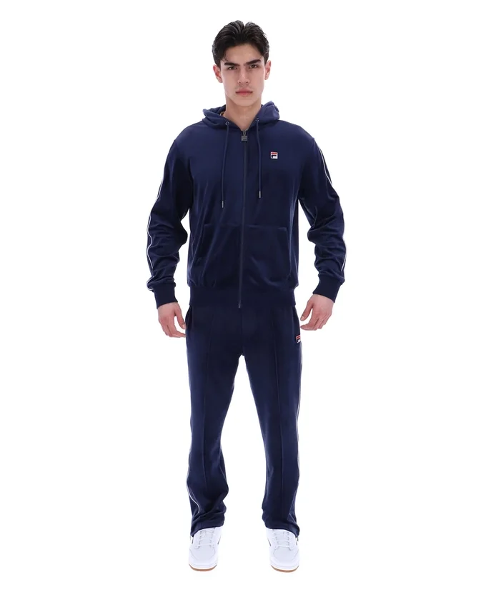 Fila Italo Velours-Hoodie in Marineblau