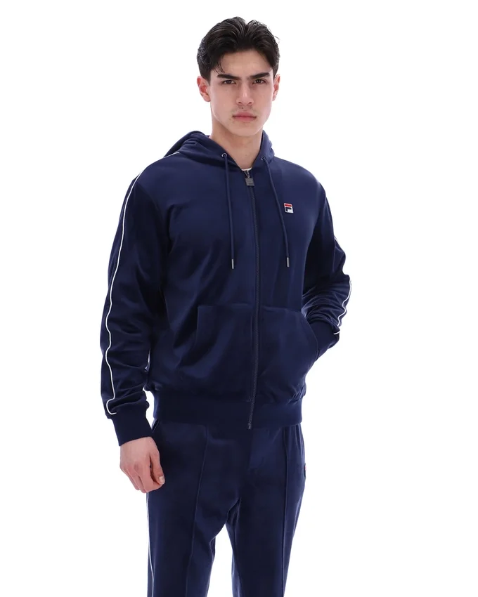 Fila Italo Velours-Hoodie in Marineblau