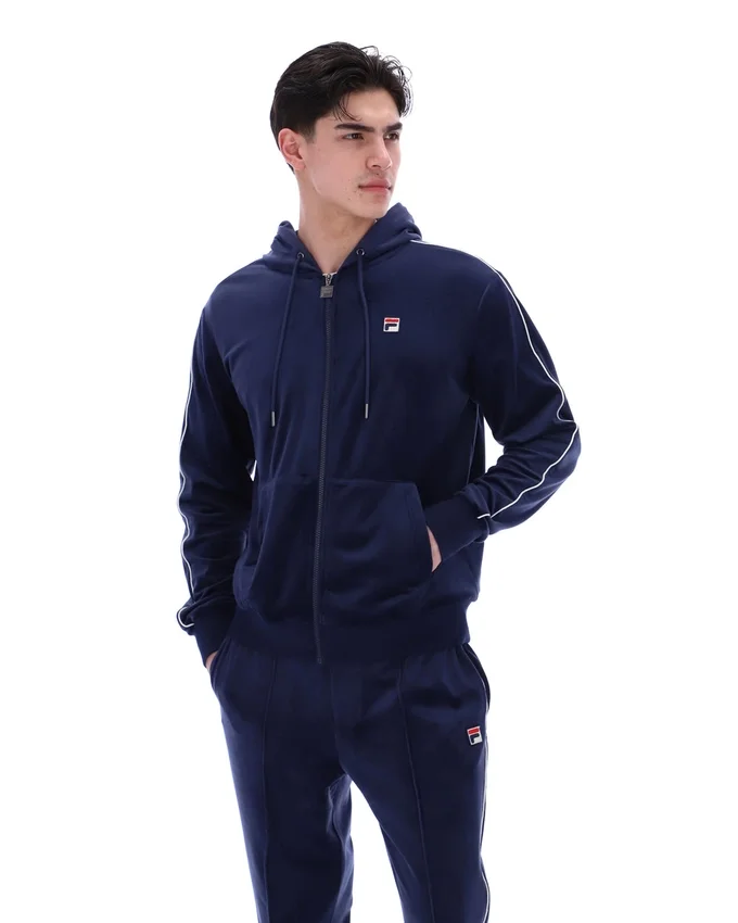Fila Italo Velours-Hoodie in Marineblau