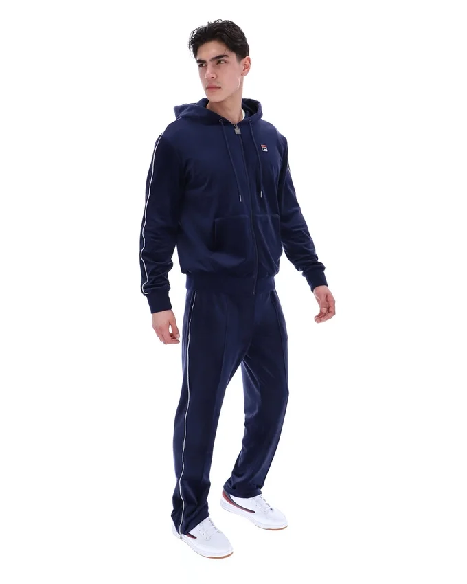 Fila Italo Velours-Hoodie in Marineblau