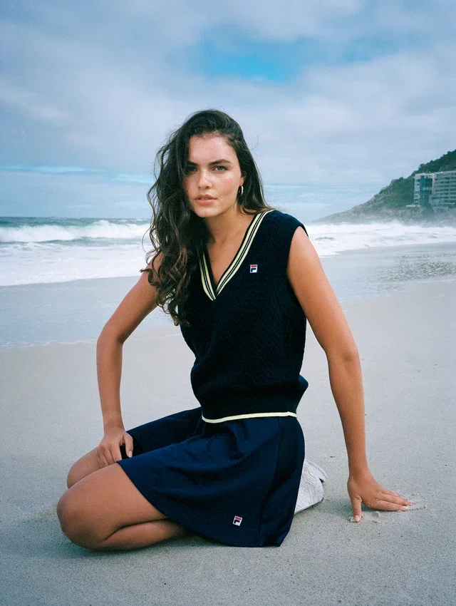 Fila Jorja Strickweste in Marineblau mit Zopfmuster