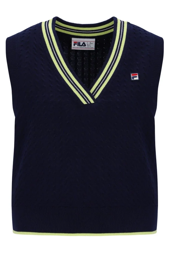 Fila Jorja Strickweste in Marineblau mit Zopfmuster
