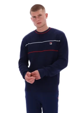 Fila Kallum-Pullover mit Rundhalsausschnitt und Waffelstruktur in Marineblau