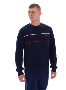 Fila Kallum-Pullover mit Rundhalsausschnitt und Waffelstruktur in Marineblau