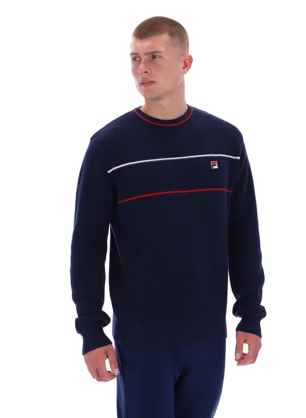Fila Kallum-Pullover mit Rundhalsausschnitt und Waffelstruktur in Marineblau