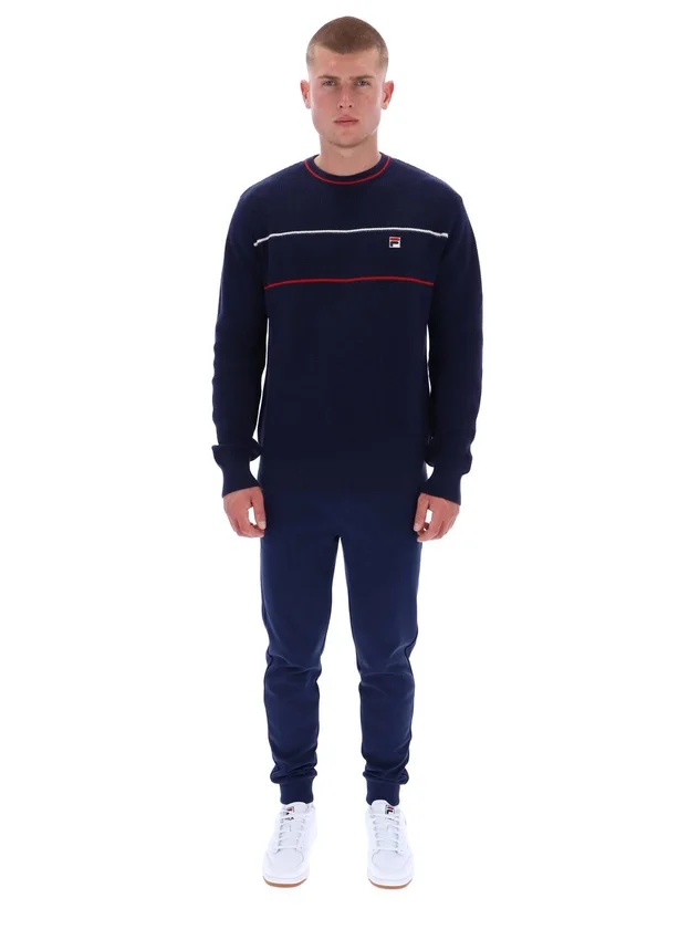 Fila Kallum-Pullover mit Rundhalsausschnitt und Waffelstruktur in Marineblau