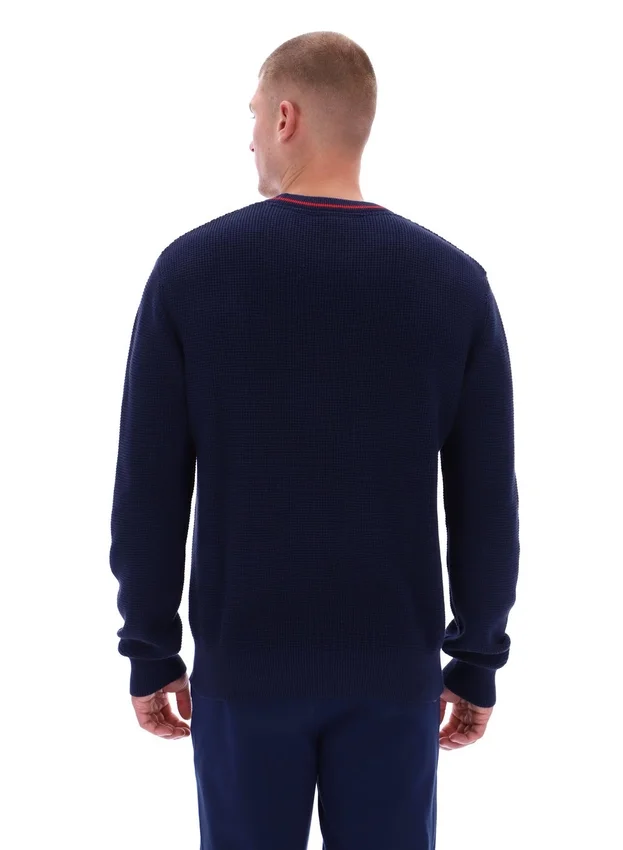 Fila Kallum-Pullover mit Rundhalsausschnitt und Waffelstruktur in Marineblau