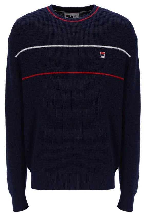 Fila Kallum-Pullover mit Rundhalsausschnitt und Waffelstruktur in Marineblau
