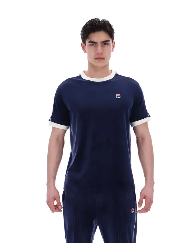 Fila Navy Basilio Velours-T-Shirt