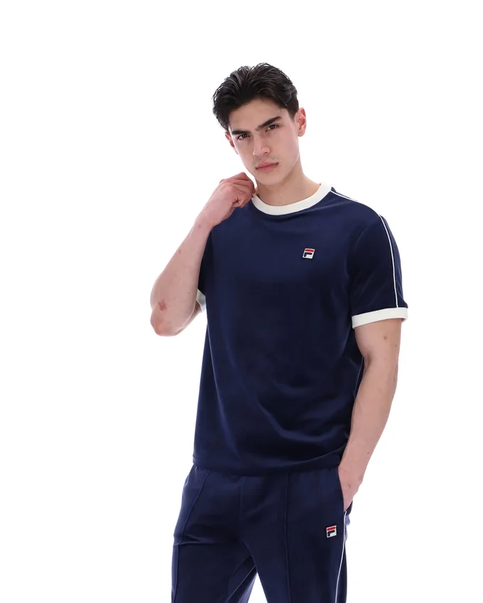 Fila Navy Basilio Velours-T-Shirt