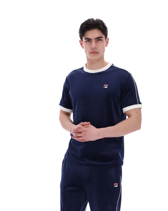 Fila Navy Basilio Velours-T-Shirt