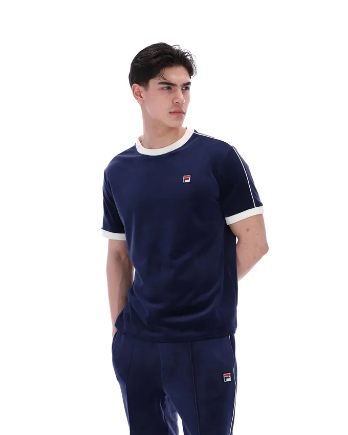 Fila Navy Basilio Velours-T-Shirt