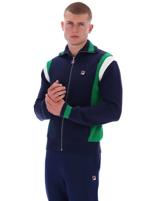 Fila Navy Cortez Colourblock-Strick-Trainingsjacke