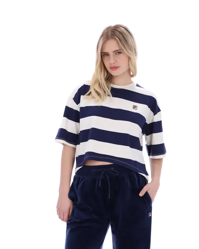 Fila Navy Genoa Boxy Cropped T-Shirt