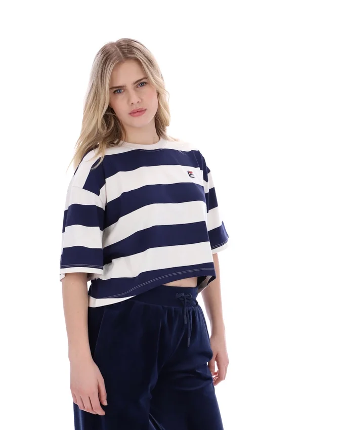Fila Navy Genoa Boxy Cropped T-Shirt