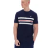 Fila Navy Gerardo Mesh-Streifen-Strick-T-Shirt