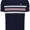 Fila Navy Gerardo Mesh-Streifen-Strick-T-Shirt