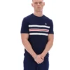 Fila Navy Gerardo Mesh-Streifen-Strick-T-Shirt
