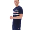 Fila Navy Gerardo Mesh-Streifen-Strick-T-Shirt