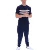 Fila Navy Gerardo Mesh-Streifen-Strick-T-Shirt