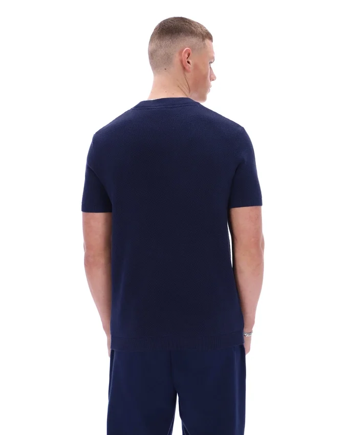Fila Navy Gerardo Mesh-Streifen-Strick-T-Shirt