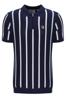 Fila Navy Giorgio Polo aus Häkel-Patchwork-Strick