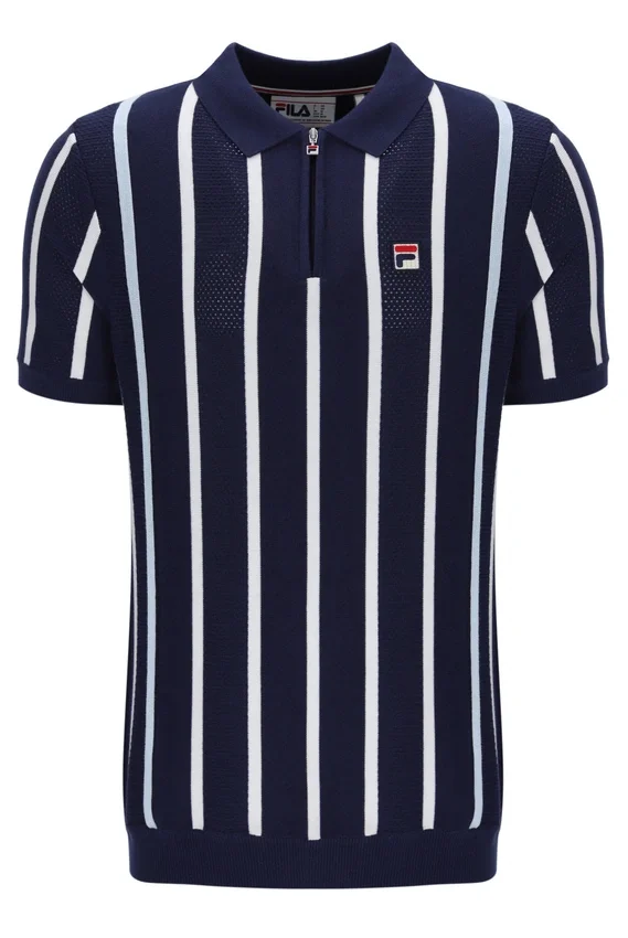 Fila Navy Giorgio Polo aus Häkel-Patchwork-Strick