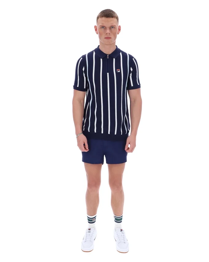 Fila Navy Giorgio Polo aus Häkel-Patchwork-Strick