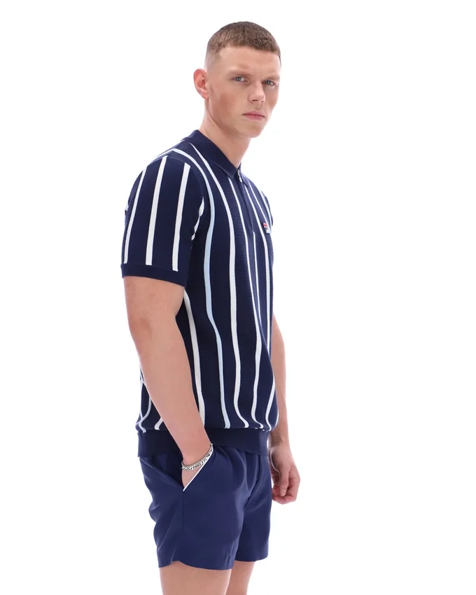 Fila Navy Giorgio Polo aus Häkel-Patchwork-Strick