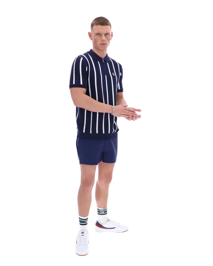 Fila Navy Giorgio Polo aus Häkel-Patchwork-Strick