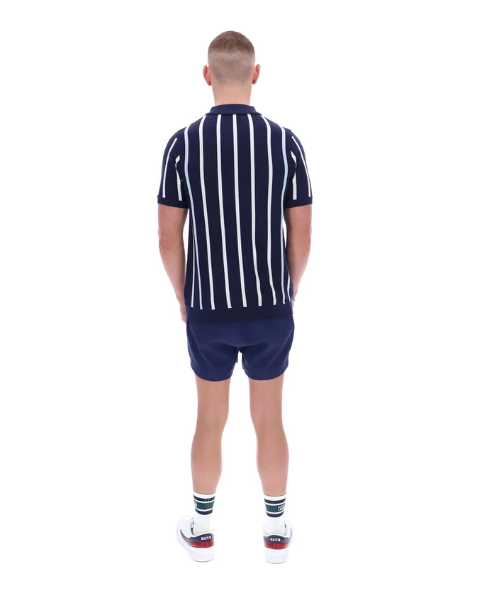 Fila Navy Giorgio Polo aus Häkel-Patchwork-Strick