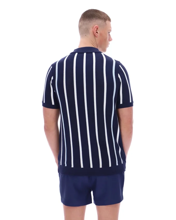 Fila Navy Giorgio Polo aus Häkel-Patchwork-Strick