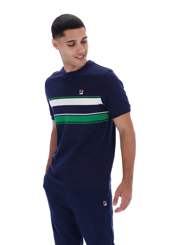 Fila Navy Iggy Streifen-T-Shirt