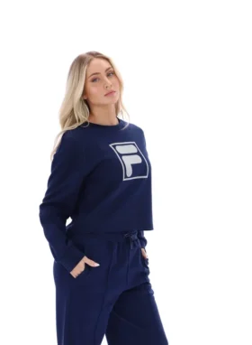 Fila Navy Jorie Sweatshirt mit weitem Rundhalsausschnitt