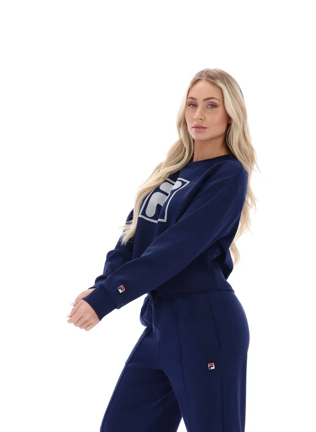 Fila Navy Jorie Sweatshirt mit weitem Rundhalsausschnitt