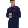 Fila Navy Monte Langarm-Polo mit kontrastfarbenem Kragen