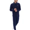 Fila Navy Monte Langarm-Polo mit kontrastfarbenem Kragen