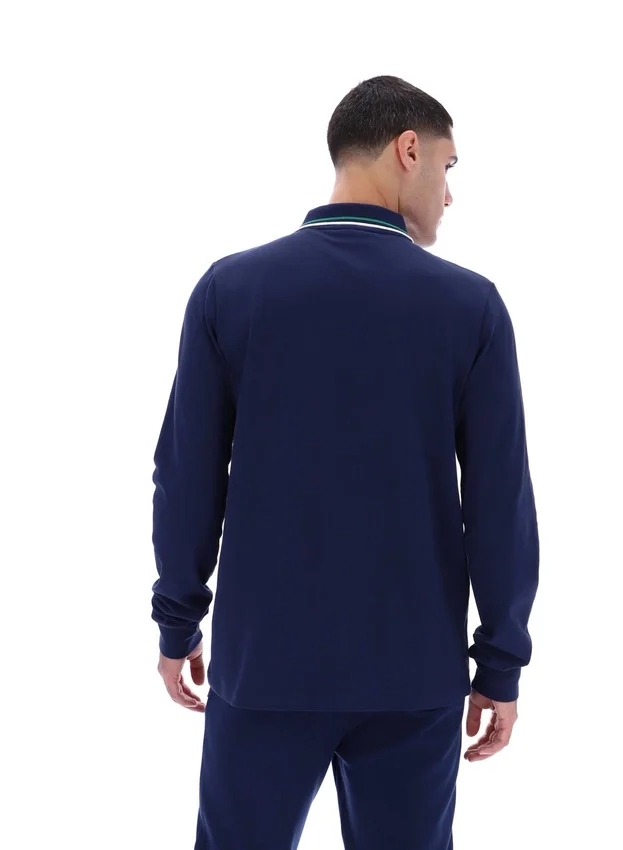 Fila Navy Monte Langarm-Polo mit kontrastfarbenem Kragen
