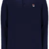 Fila Navy Monte Langarm-Polo mit kontrastfarbenem Kragen