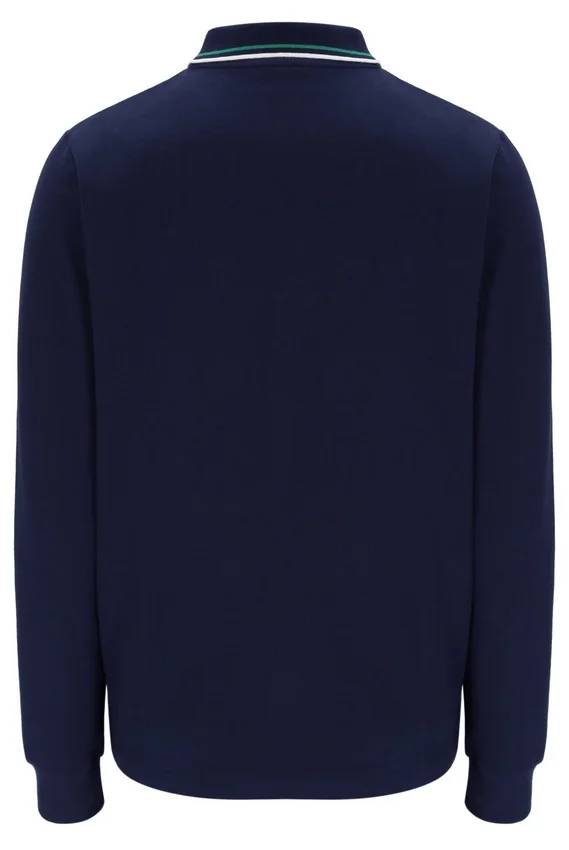 Fila Navy Monte Langarm-Polo mit kontrastfarbenem Kragen