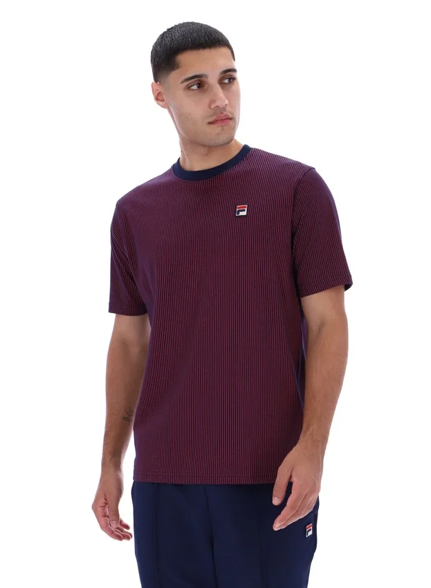 Fila Navy Nilo T-Shirt mit Nilo-Print und Nadelstreifen