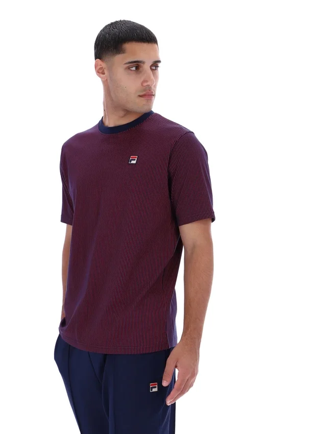 Fila Navy Nilo T-Shirt mit Nilo-Print und Nadelstreifen