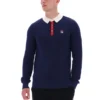 Fila Navy Nowell Langarm-Polo aus Waffelpiqué