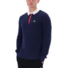Fila Navy Nowell Langarm-Polo aus Waffelpiqué