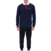 Fila Navy Nowell Langarm-Polo aus Waffelpiqué