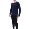 Fila Navy Nowell Langarm-Polo aus Waffelpiqué