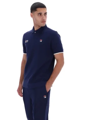 Fila Navy Pablo Polohemd mit drei Knöpfen und gerippten Bündchen