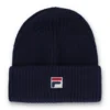 Fila Navy Ricco gerippte Watchman-Mütze mit Umschlag